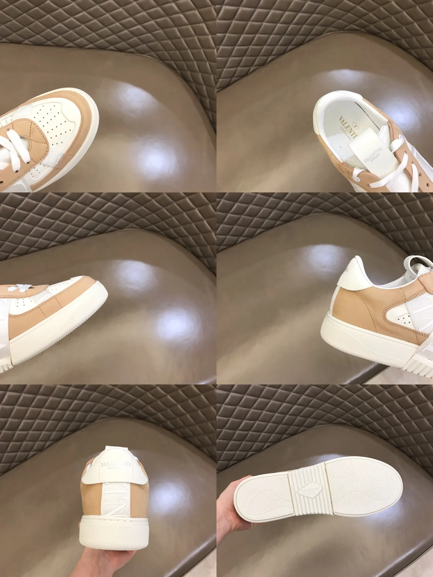 p440 "Valentin*" new spring and summer calfskin lace-up sneakers. No man should be able to refuse these shoes. The classic color scheme is so handsome! Purchase a high-precision replica of the original version to instantly sell off the market currency! 6 VLTN logo rubber effect straps - Valentino Garavani Logo printed on the back and tongue, all materials are customized to ensure quality! Size: 38-44